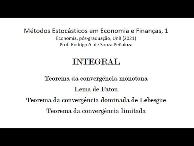 Integral: teorema da convergência monótona, teorema da convergência dominada e lema de Fatou