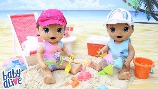 BABY ALIVE GÊMEOS LAURINHA E FELIPINHO PASSANDO O DIA NA PRAIA