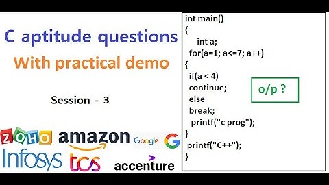 Session 3 - C aptitude questions with practical demonstration imp for Zoho, TCS, Infosys interviews