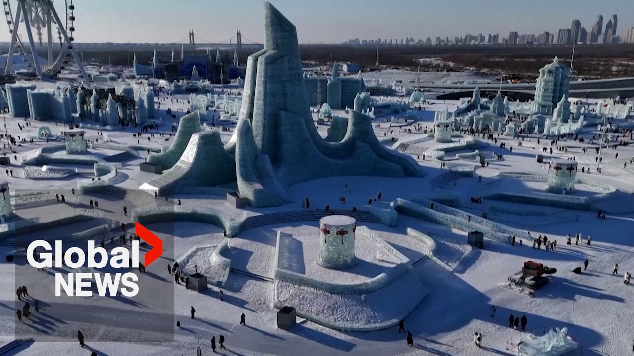 China prepares for biggest snow festival with giant ice castles, snow sculptures