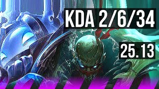 NAUTILUS & Samira vs PYKE & Senna (SUP) | 21k DMG, 2/6/34 | KR Challenger | 25.13