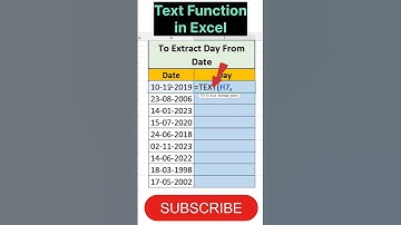 TEXT Function in Excel#Excel TEXT Formula#Extract Day from Date#excelformula#Excel#shorts#exceltips