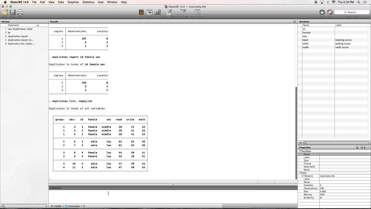 stata drop duplicates