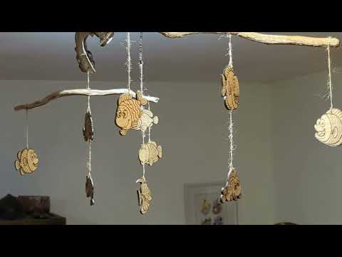 [Laser cut and engrave] Children's mobile for Easter: The sea / Mobile pour enfant pour Pâques: La mer