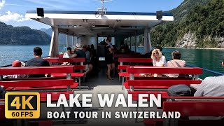 Lake Walen Walensee - Boat Tour In Switzerland 4K 60Fps