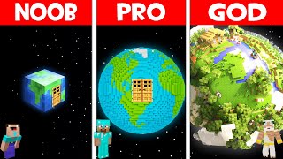 EARTH PLANET HOUSE BUILD CHALLENGE! NOOB BUILD SECRET PLANET BASE in Minecraft NOOB vs PRO vs GOD!