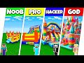 Minecraft Battle: NOOB vs PRO vs HACKER vs GOD: BOUNCY CASTLE HOUSE BASE BUILD CHALLENGE / Animation