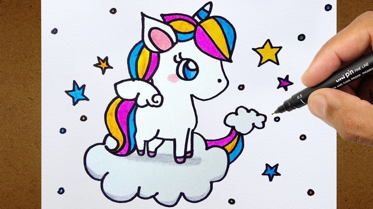 COMO Desenhar Unicórnio Kawai  HOW TO Draw Kawaii Unicorn 