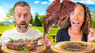 Brits Try Texas Tomahawk Steak For The First Time!
