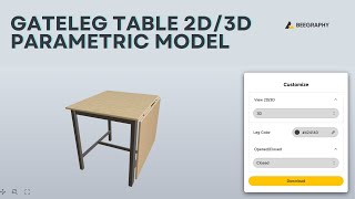 Gateleg Table 2D/3D Parametric Model/ BeeGraphy 3D Configurator/ BeeGraphy 3D Marketplace
