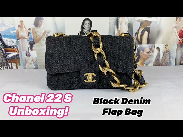 Chanel Funky Town Small CC Quilted Flap, Black Denim with Gold Hardware,  New in Box WA001