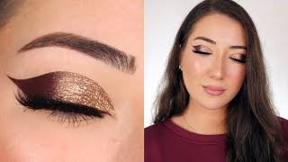 BURGUNDY & GOLD HOLIDAY EYE MAKEUP TUTORIAL