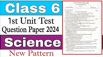 Class 6 Science Question Paper 2024 1st Unit Test 2024|| Question Paper English Medium||