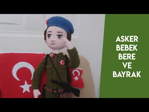 #amigurumiSoldier #amigurumiasker bere ve bayrak rozet yapılışı(ENGLISH SUBTITLE)