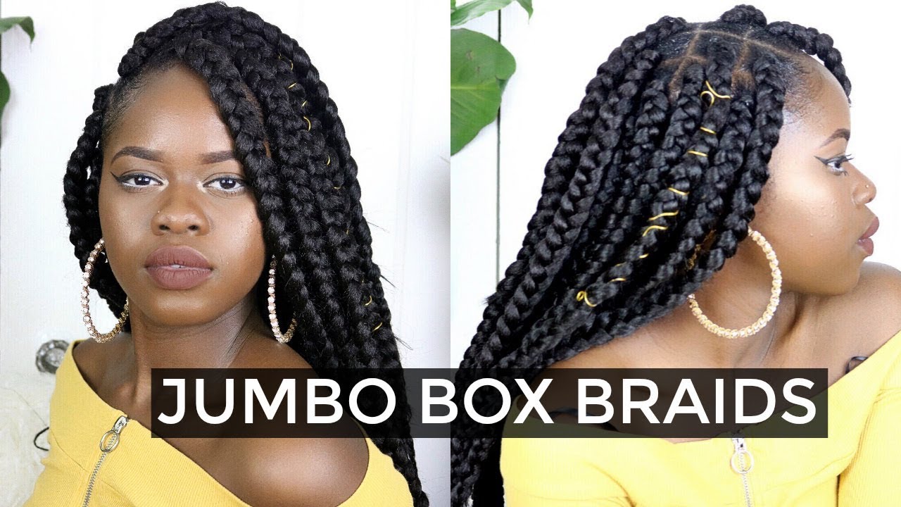 Box Braids With Rubber Bands At The End JUMBO BOX BRAIDS | RUBBER BAND METHOD - YouTube