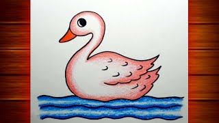 Duck Drawing Easy How To Draw Duck Step By Step Duck Scenery Drawing For Beginners..