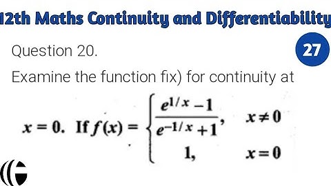 Continuity and differentiability | RBSE 12th maths | Miscellaneous Exercise-6 | Q.20