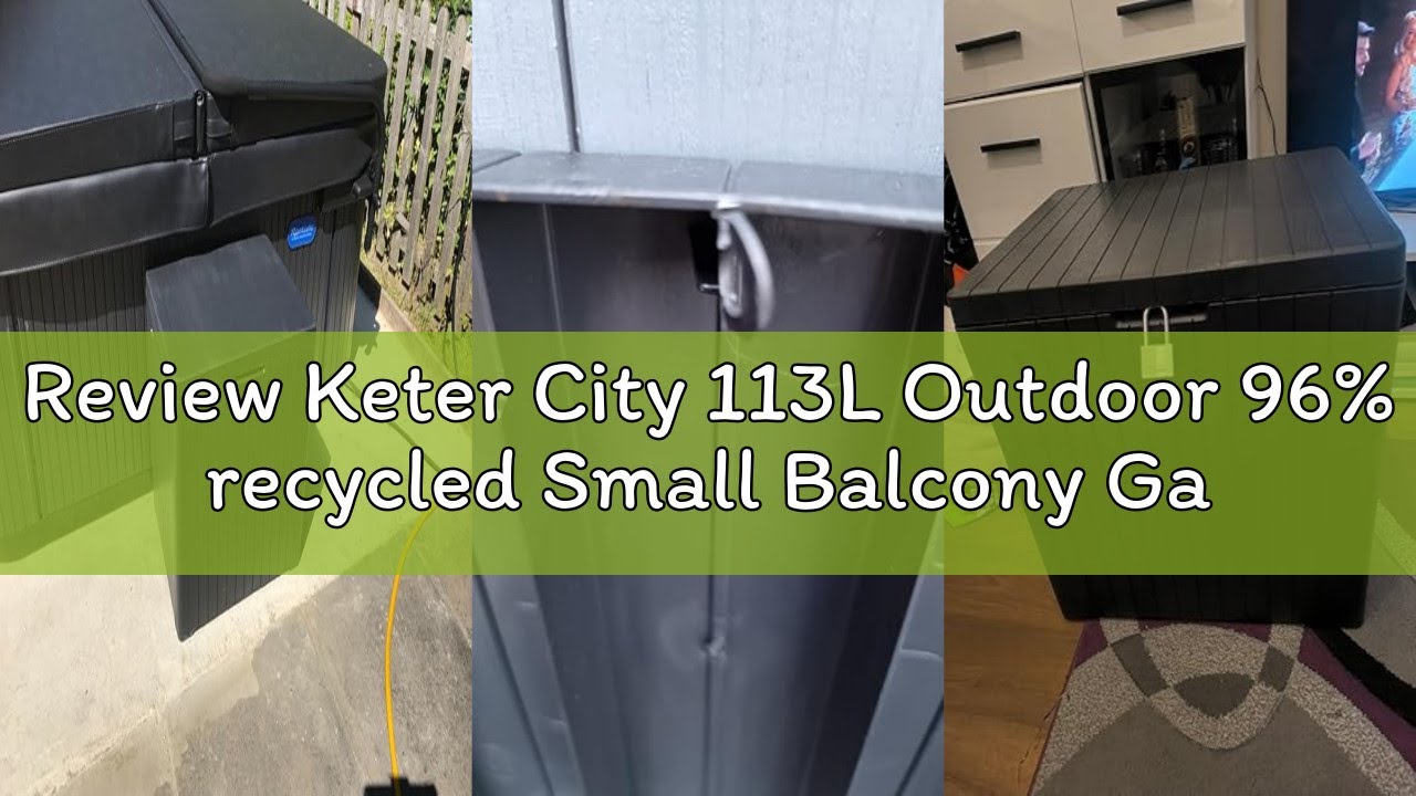 Review Keter City 113L Outdoor 96% recycled Small Balcony Garden Furniture Storage Box Grey Wood Pan
