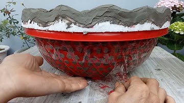 Làm Chậu Hoa Nhỏ Xinh Dễ Dàng Từ Rổ Nhựa và Xi Măng