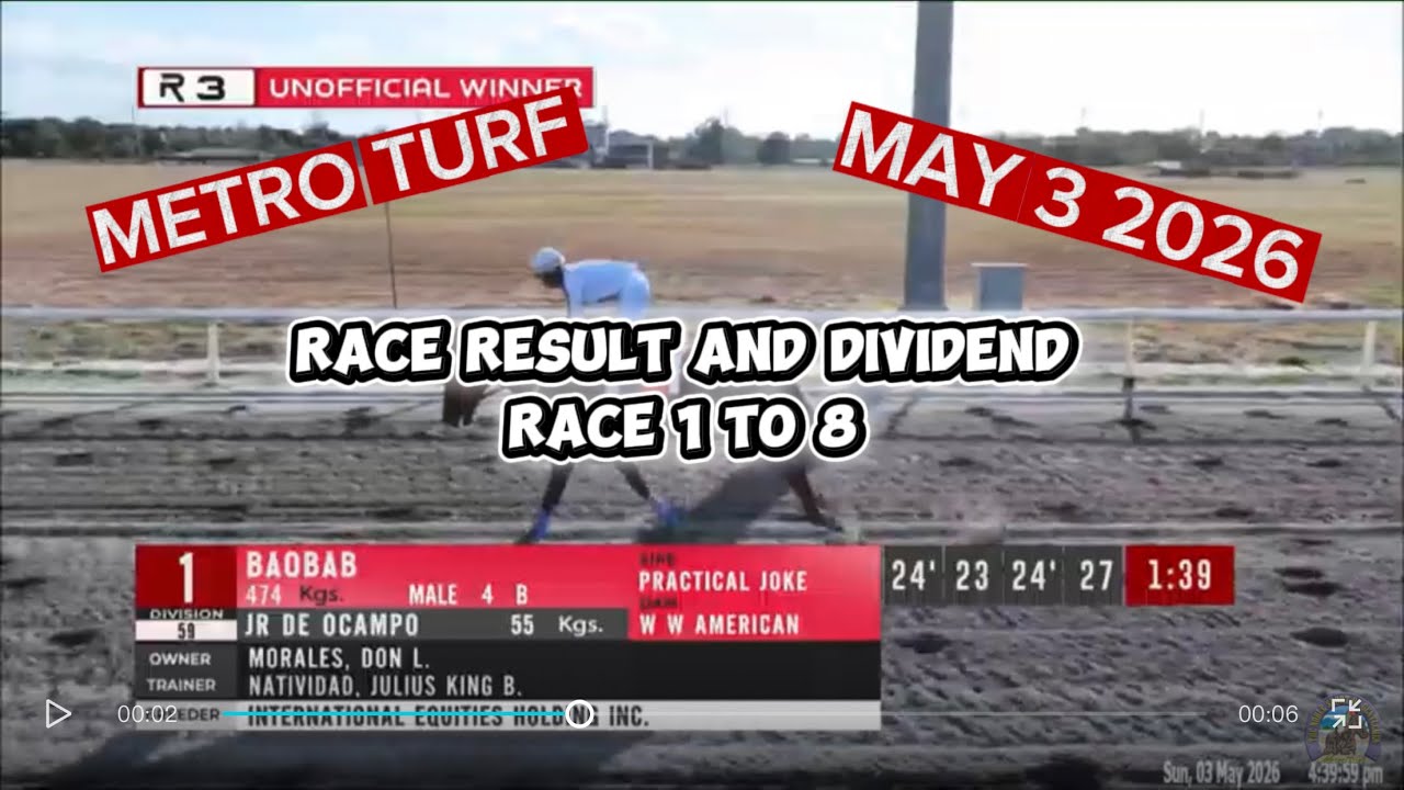 RACE RESULT AND DIVIDENDS/ Metro Turf/ MAY 3 2026/ Pinoy Karera and ...