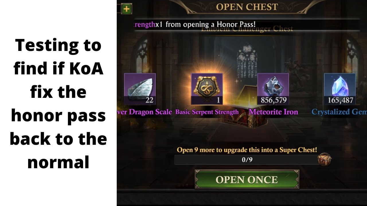 Testing to find if KoA fix the honor pass back to normal | KING OF AVALON