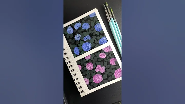 Blue and Pink Hydrangeas🪻 #shortsvideo #gouachepainting #sketchbook #himigouache #gouache