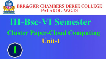 III BSC VI SEMESTER -COMPUTER CLUSTER-CLOUD COMPUTING-UNIT-1-SESSION 1