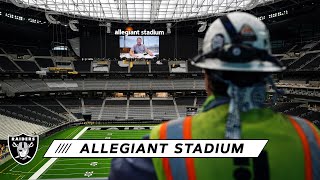 Watch as the raiders fire up video boards for first time at allegiant
stadium with a special message to construction workers from head coach
jon ...
