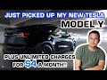 My Tesla Model Y is FINALLY here & SECRET UNLIMITED charging for only $4 a month DISCOVERED!