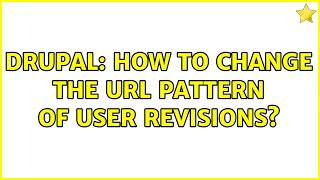 Drupal: How to change the url pattern of user revisions?
