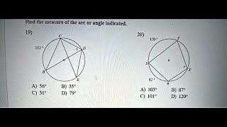 [Math] Find the measure of the arc or angle indicated. 19) 112 B C D E A) 56° B) 35° C) 31° D) 79°