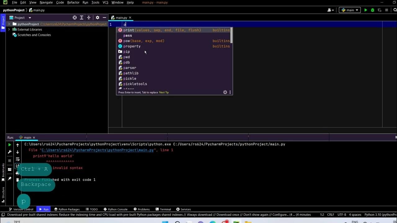 How to write hello World in PyCharm(Python language) - YouTube