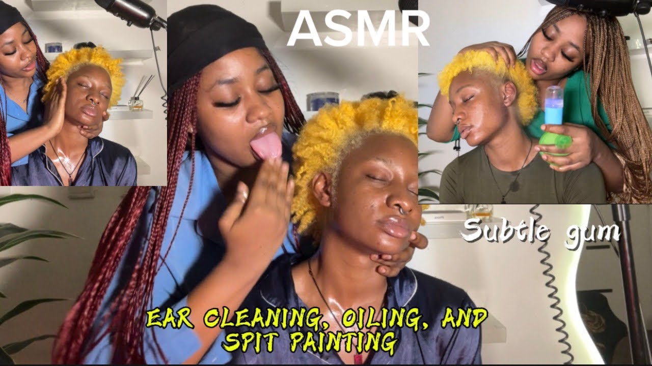 ASMR💫EAR CLEANING, OILING AND, SPIT PAINTING 