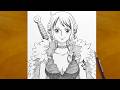How to Draw Nami Elbaf Outfit Step by Step | Easy One Piece Drawing