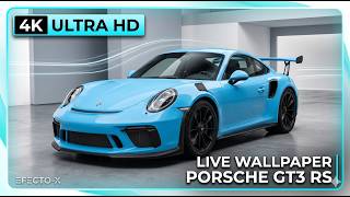 🚙 Porsche GT3 RS (Baby Blue) | Fondo Animado 4K | Setup Minimalista (3 Horas) | EFECTO-X