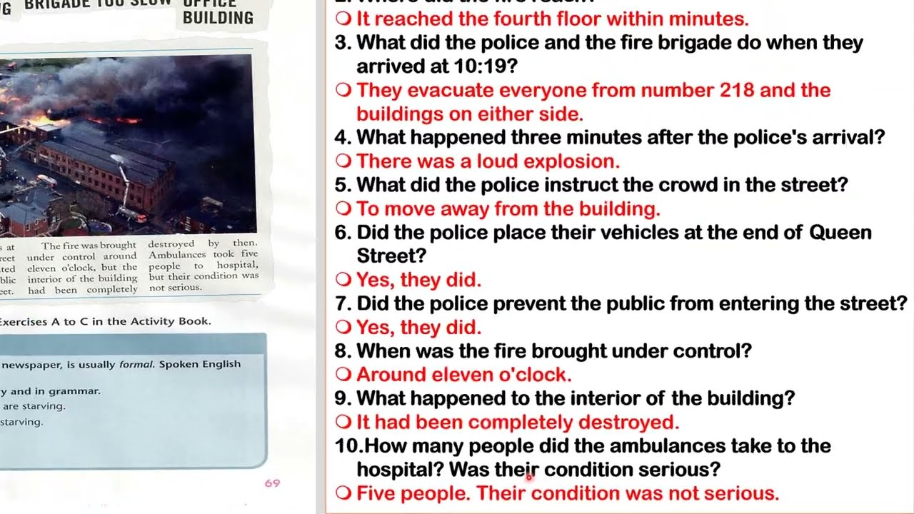 اسئلة قطعة الحريق خامس اعدادي