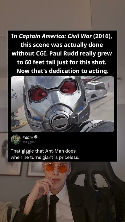 In Captain America: Civil War (2016), this scene was actually done without CGI. Paul Rudd really