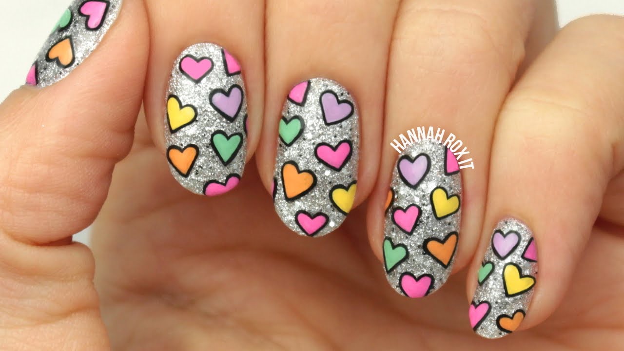 6. Glitter Heart Nails - wide 1