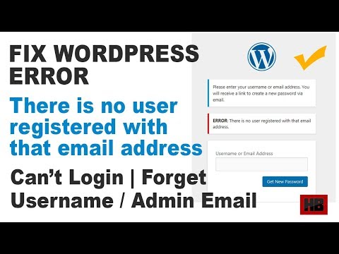Fix Wordpress error There is no user registered with that email address|Can't Login to Wordpress