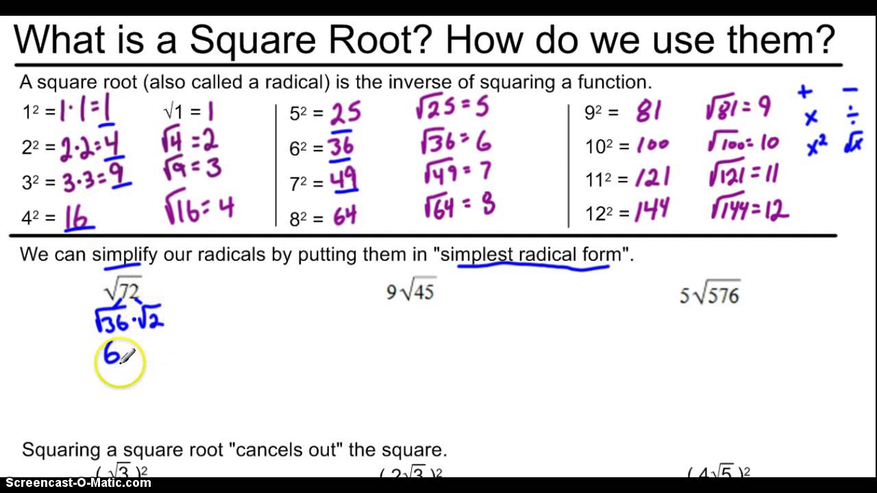 radical operations part 1 simplifying youtube square root of 72 in radical form
