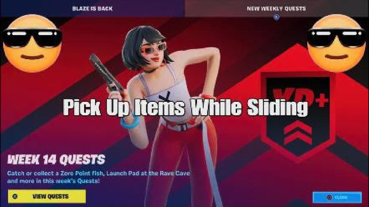 Pick Up Items While Sliding - Fortnite Week 14 Weekly Quest - Challenge Guide and Tips