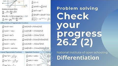 Check your progress 26.2 (2) | Differentiation | Problem Solving | NIOS Maths | Class 12