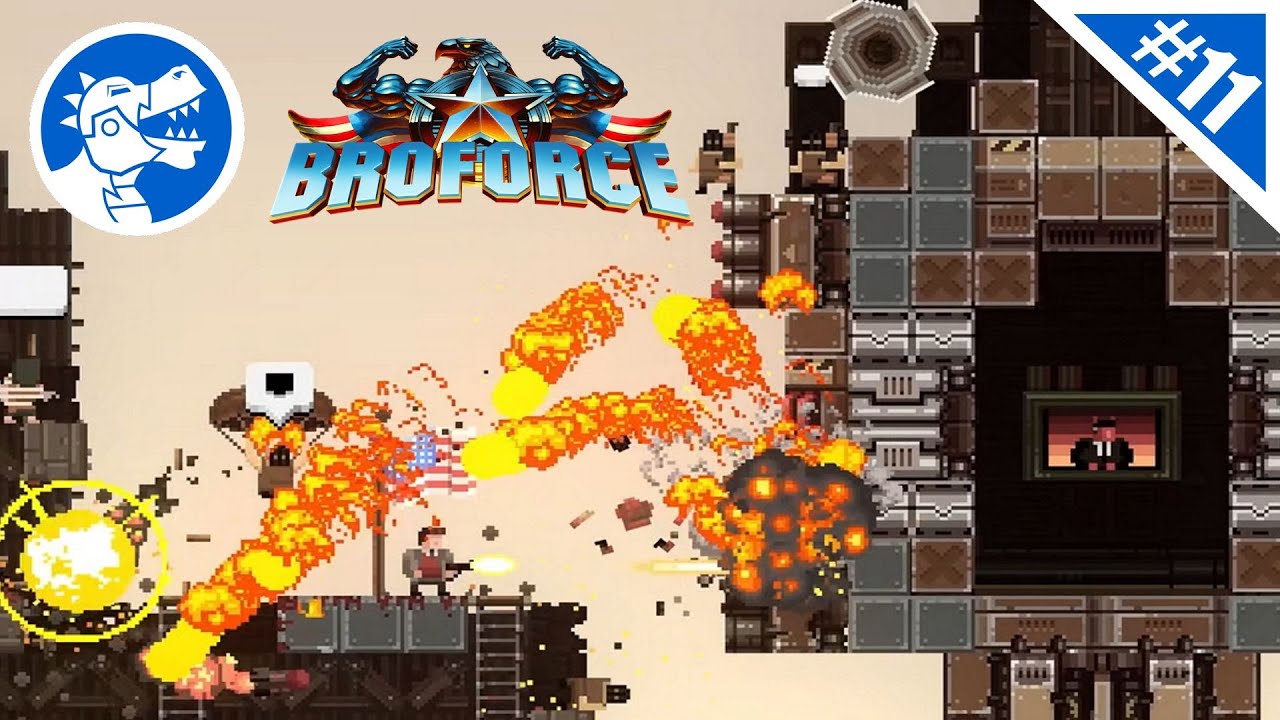 BROFORCE #11 | ReBROte Controlled Death Machine! Rail Fortress Rampage ...
