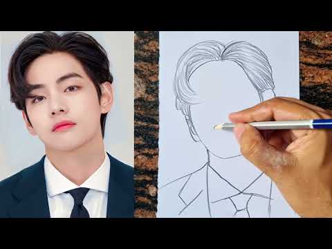 How to draw BTS V Kim taehyung drawing