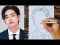 How To Draw BTS V Kim Taehyung Drawing 