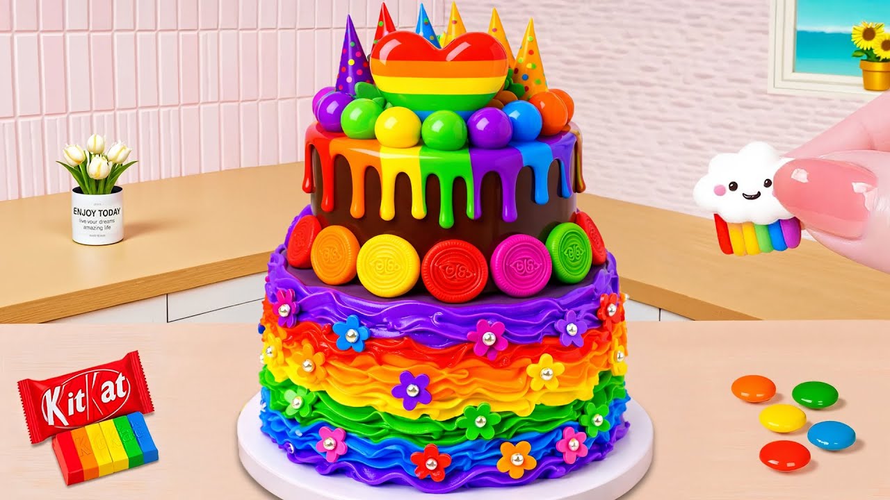 Stunning Mini Flower Rainbow Chocolate Cake 🌻🌈 Oddly Satisfying Mini Cake Decorating Tutorials 😍