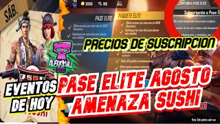 Precios de PASE ÉLITE y SUSCRIPCIÓN AMENAZA SUSHI! | Noticias FreeFire 