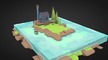 Low Poly Island | Cinema 4D |low poly lighthouse on the island