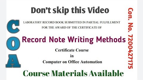 how to write COA record Note in Tamil | how to make record Note for coa