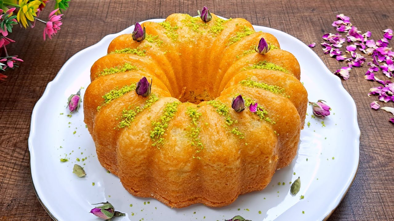 کیک هل و گلاب کیک عشق ایرانی😍 با یه فنجون چای یا قهوه آی میچسبه🥮☕️